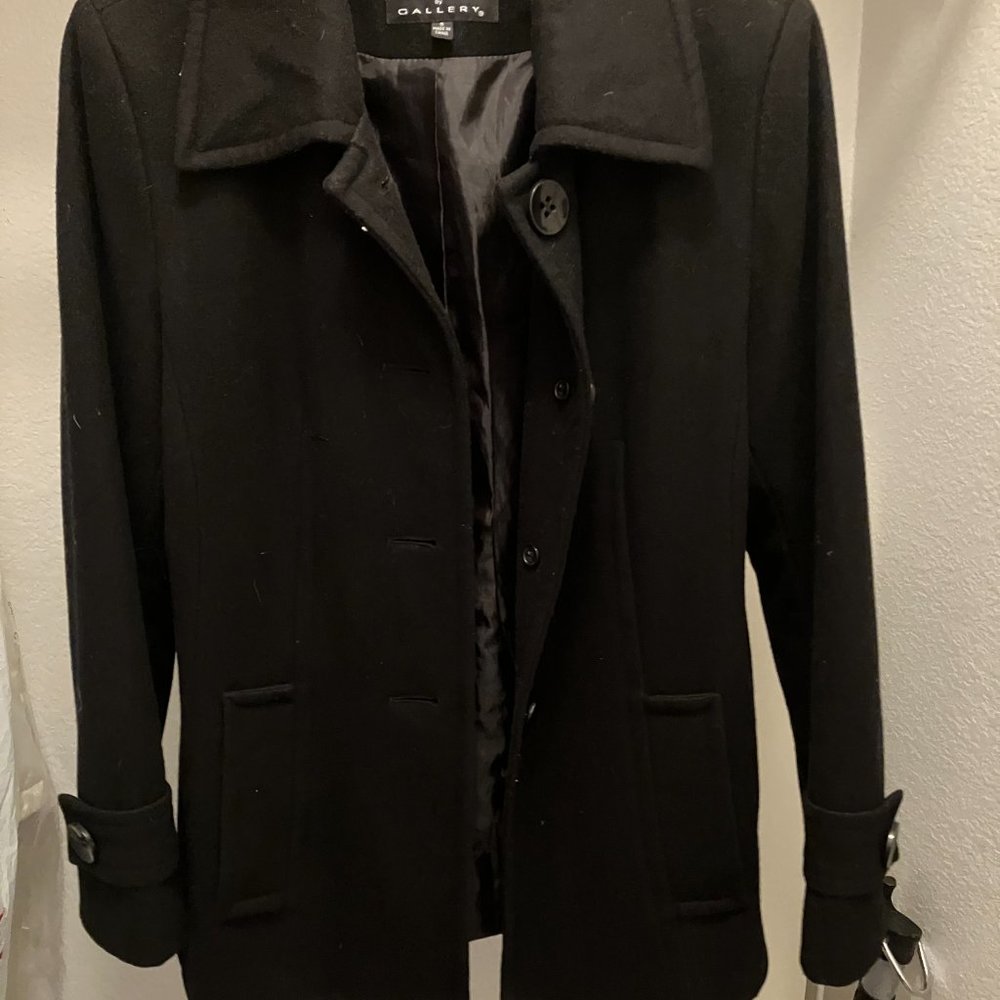 Women's Black Peacoat, Size Small